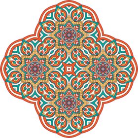 彩色复古花纹透明底免抠图