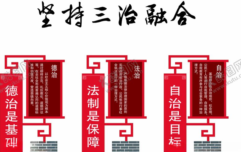 编号：69349107040847246167【酷图网】源文件下载-三治融合文化墙