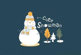 冬至立冬可爱雪人汤圆卡通手绘