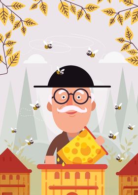 创意收割蜂蜜的男子