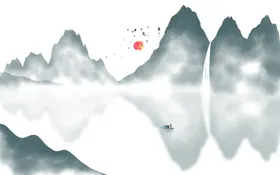 山水画壁纸中国客厅
