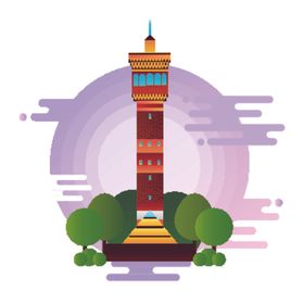 创意城市地标建筑物插画