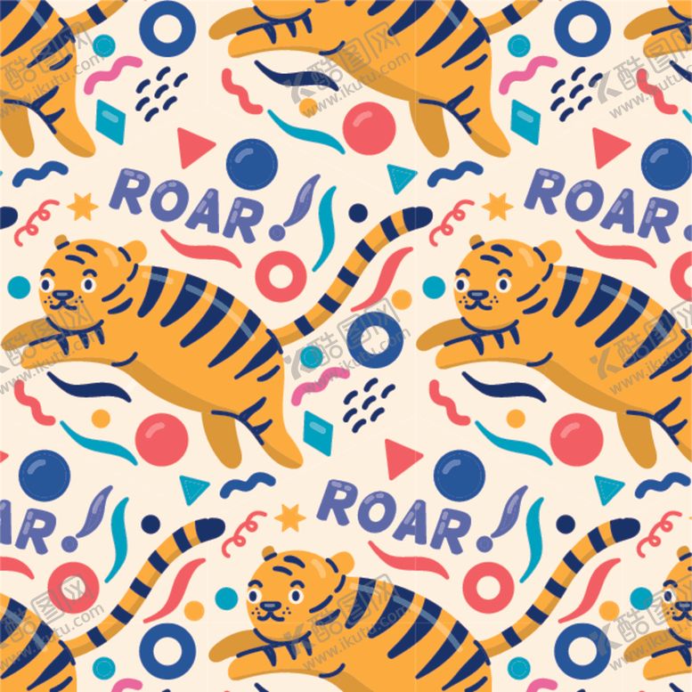 编号：19378209201222232428【酷图网】源文件下载-卡通老虎花纹