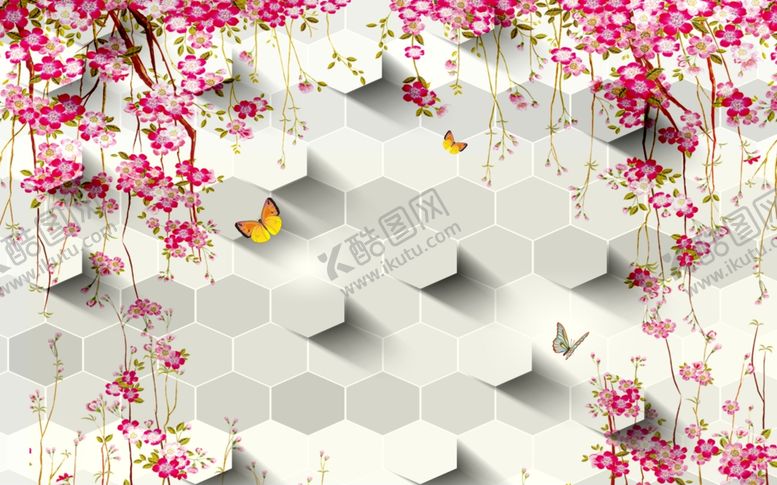 编号：89079005172250232676【酷图网】源文件下载-3D花背景墙