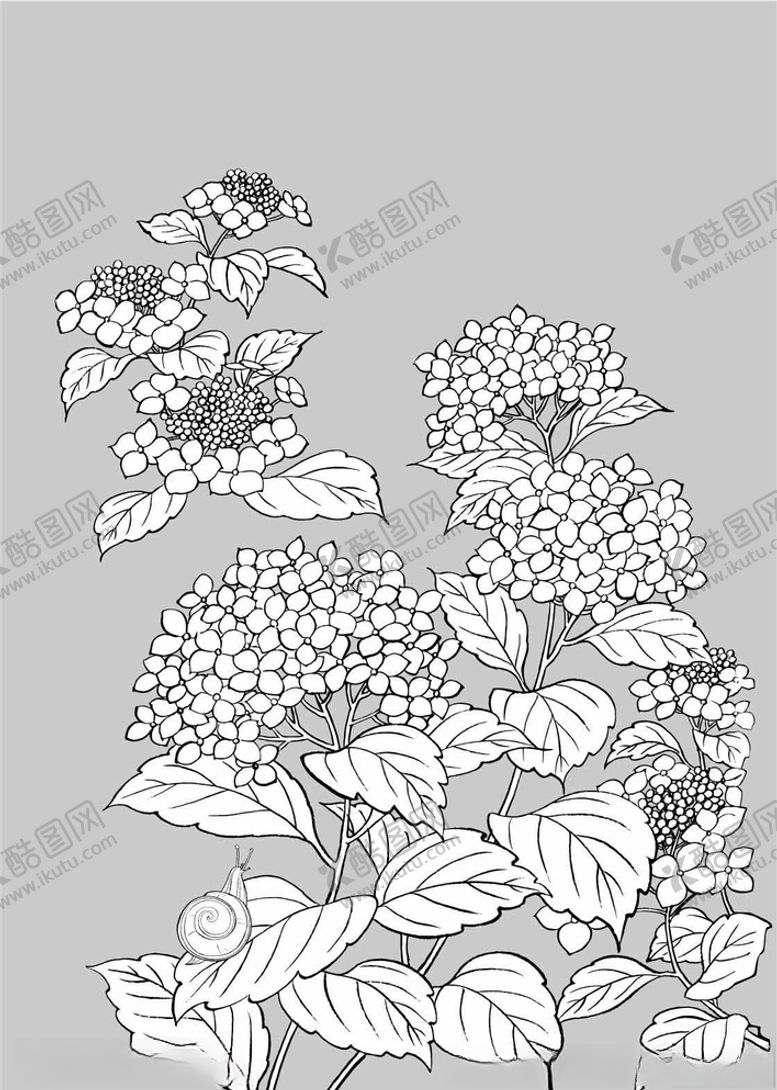 编号：39354010200637424776【酷图网】源文件下载-日本线描植物花卉矢量素材