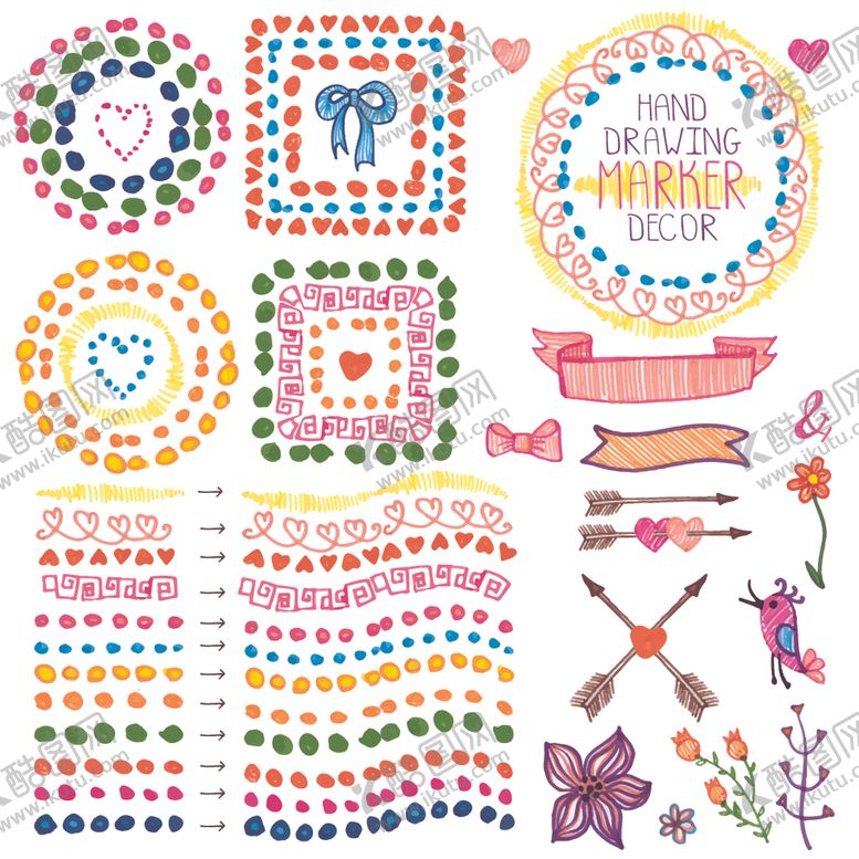 编号：44050609172229364387【酷图网】源文件下载-小清新水彩涂鸦装饰图案