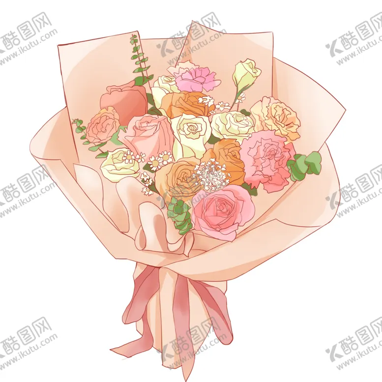 编号：73926809161119358409【酷图网】源文件下载-手绘风格母亲节花束