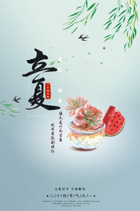 简约创意小清新西瓜夏至海报设计