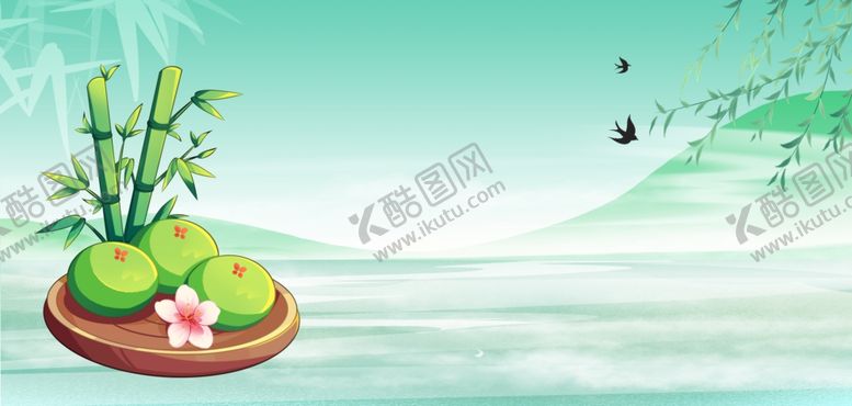 编号：27503504071155355339【酷图网】源文件下载-清明节清明果绿色国潮背景