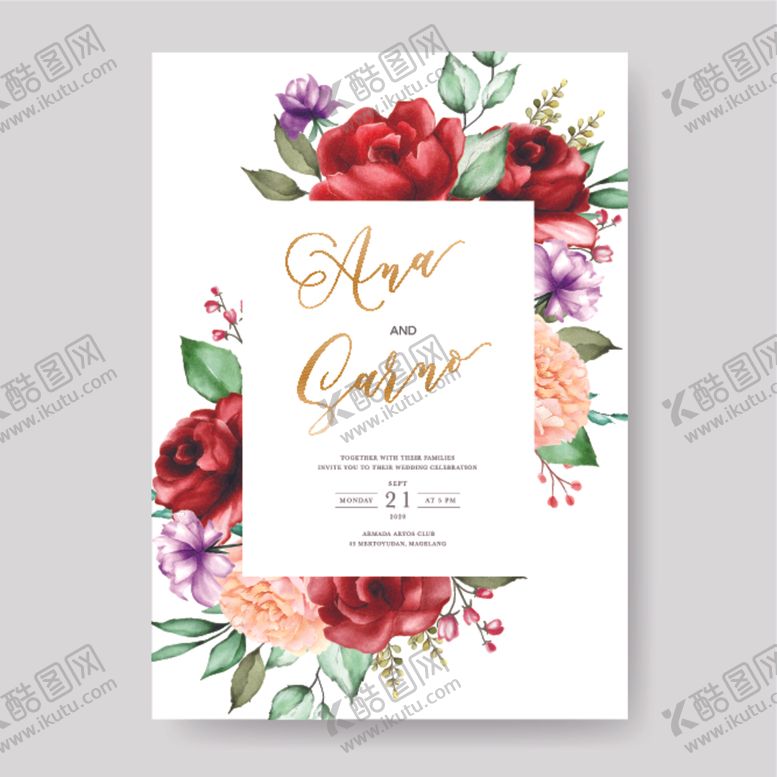 编号：24506510162033452123【酷图网】源文件下载-花卉请柬