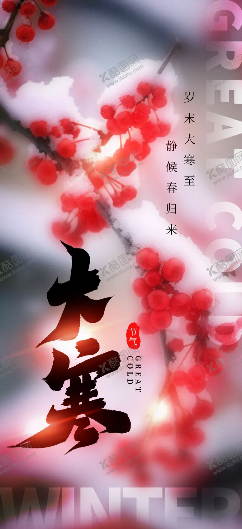 编号：98231911261645432798【酷图网】源文件下载-唯美写实风雪景二十四节气大寒海报