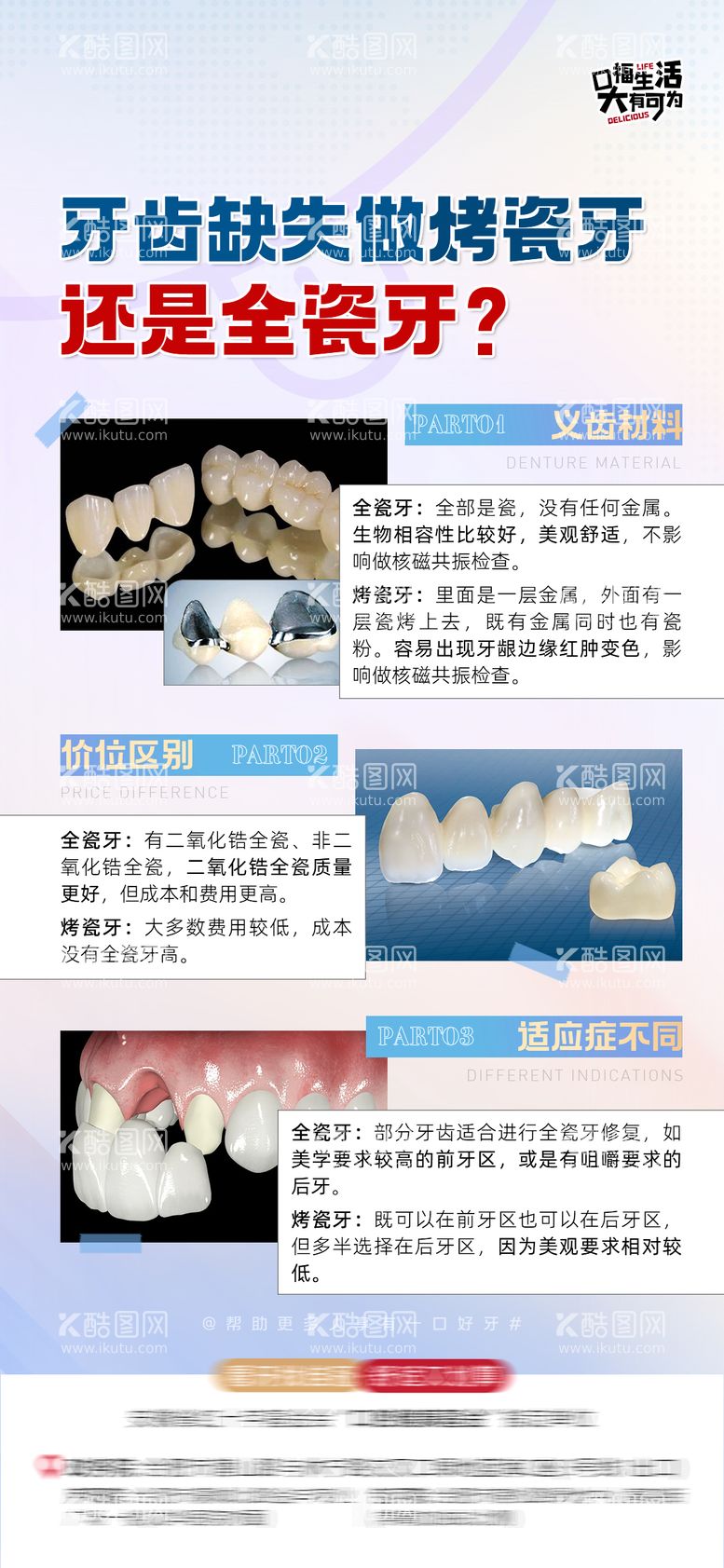 编号：42854111281126007832【酷图网】源文件下载-口腔科普之烤瓷牙与全瓷牙区别海报