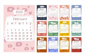 季节元素的2020年日历