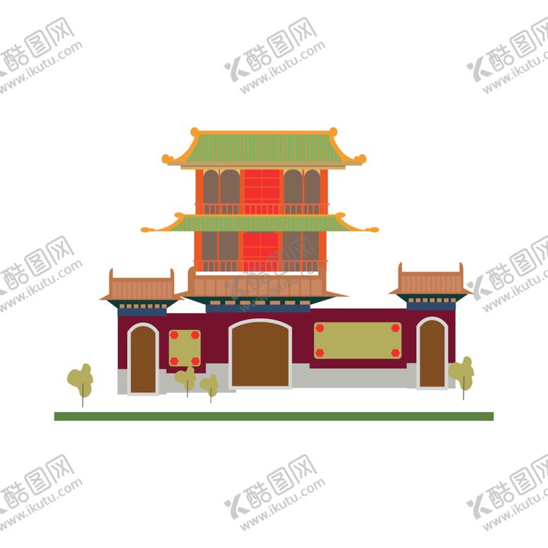 编号：43341507041618094056【酷图网】源文件下载-手绘古建筑