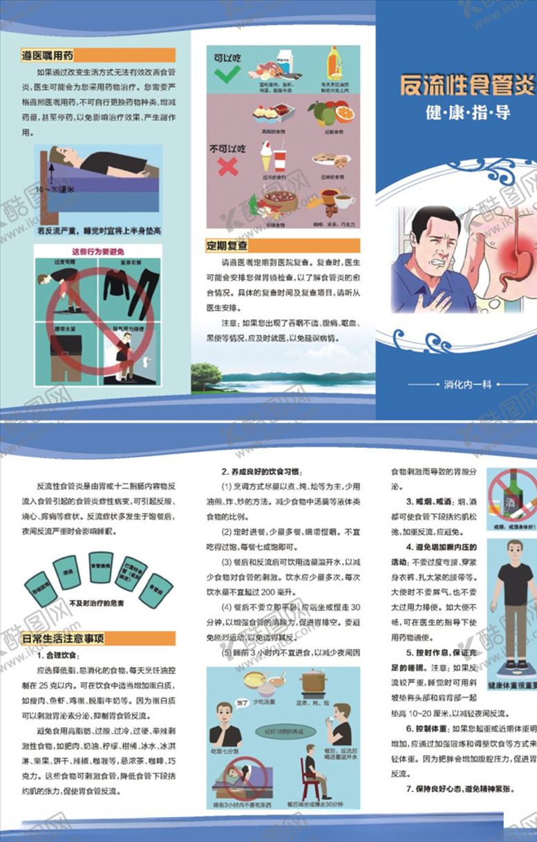 编号：56167607052233272810【酷图网】源文件下载-反流性食管炎健康教育三折页