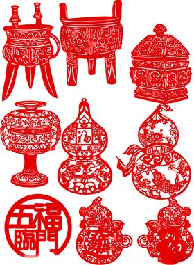 传统中式剪纸工艺品展示