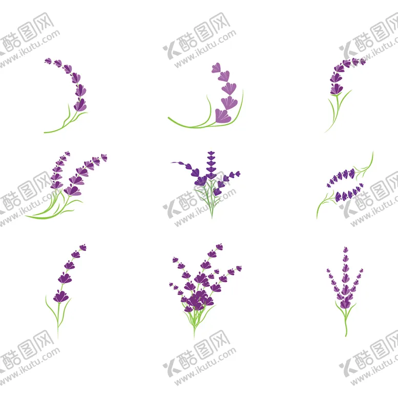 编号：07958609132345401604【酷图网】源文件下载-卡通薰衣草素材鲜花