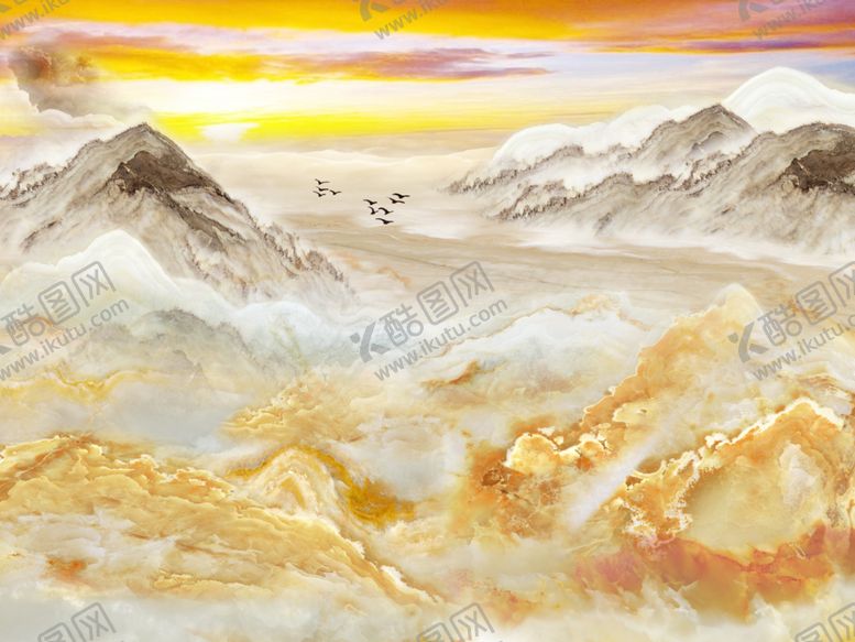 编号：65001004210430217645【酷图网】源文件下载-大气山水背景墙