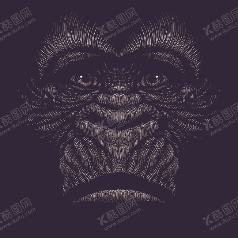 编号：52991111011921459403【酷图网】源文件下载-创意手绘猩猩头像印花图案插画