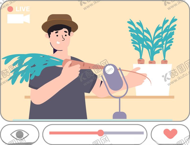 编号：10348604142032452676【酷图网】源文件下载-主播手持绿植直播场景