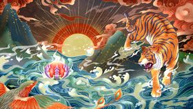 虎年国潮海报图片除夕大吉2022春节