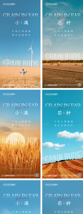 小满芒种节气海报麦田耕系列