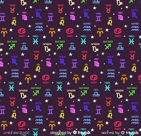 彩色12星座标志无缝背景