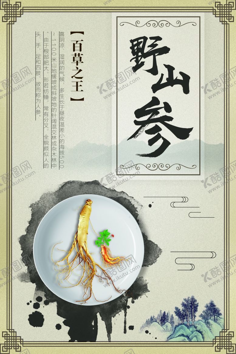编号：48319806280501041053【酷图网】源文件下载-野山参海报