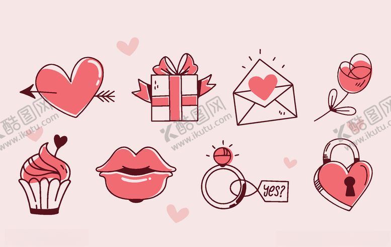 编号：91140709261743158846【酷图网】源文件下载-情人节元素