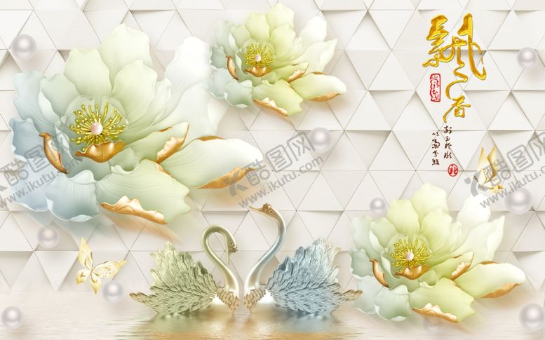 编号：68934509290623368730【酷图网】源文件下载-浮雕花飘香背景墙