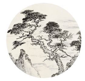水墨中国风迎客松