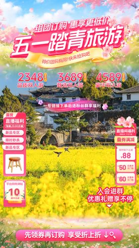 五一踏青游玩直播间海报