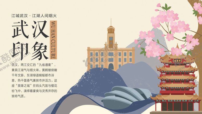 编号：86555511241929223391【酷图网】源文件下载-武汉印象手绘插画主画面