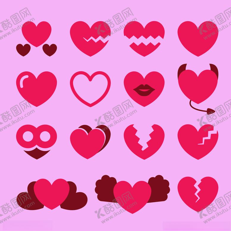 编号：32636711252029303812【酷图网】源文件下载-多样心形图案集合