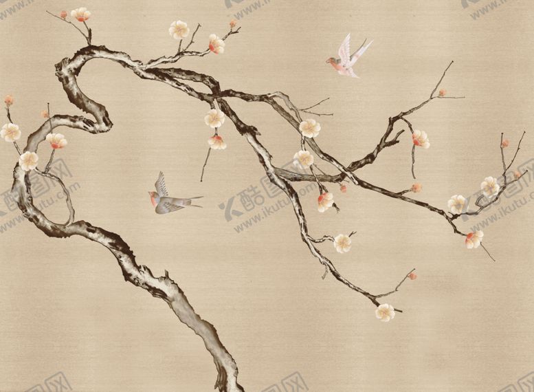 编号：89619406250342545075【酷图网】源文件下载-花鸟画浮雕花背景墙
