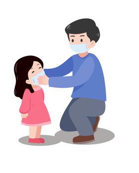 卡通狮子带口罩小动物元素