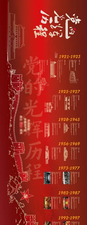 党的光辉历程文化墙展板背景板（长城）