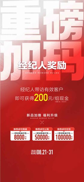 重磅加码经纪人奖励平台渠道活动海报