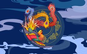 凤凰国画古风中国风深蓝传统背景
