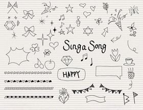 手绘欢乐歌唱主题涂鸦元素