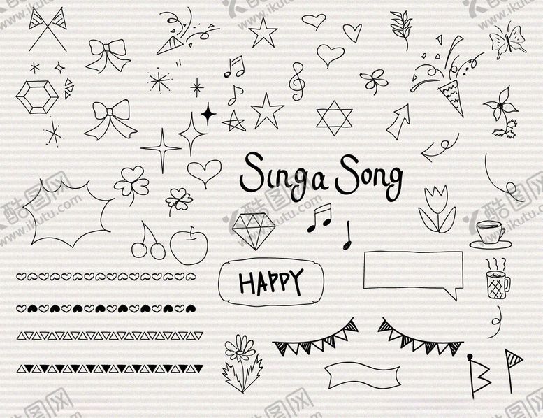 编号：80275211021452262714【酷图网】源文件下载-手绘欢乐歌唱主题涂鸦元素