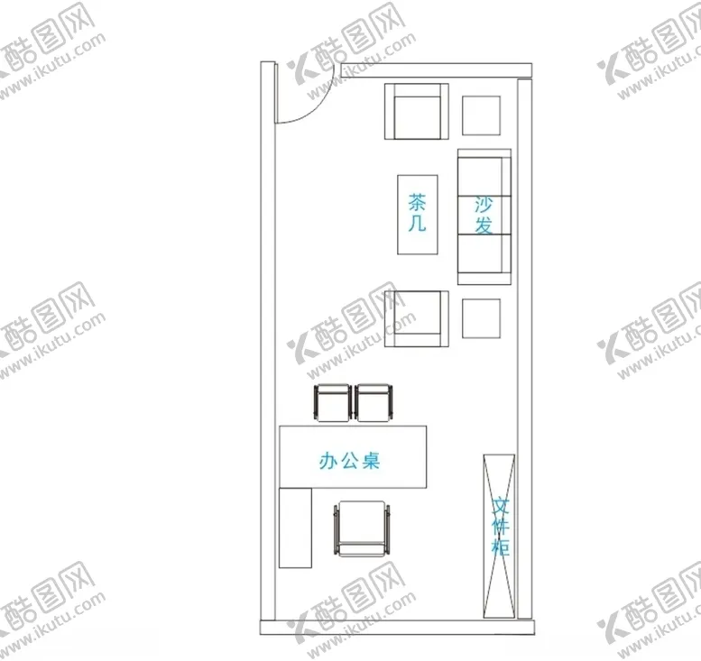编号：57813707081307468750【酷图网】源文件下载-领导办公室布局平面图
