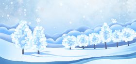 冬日雪景中的银白树林