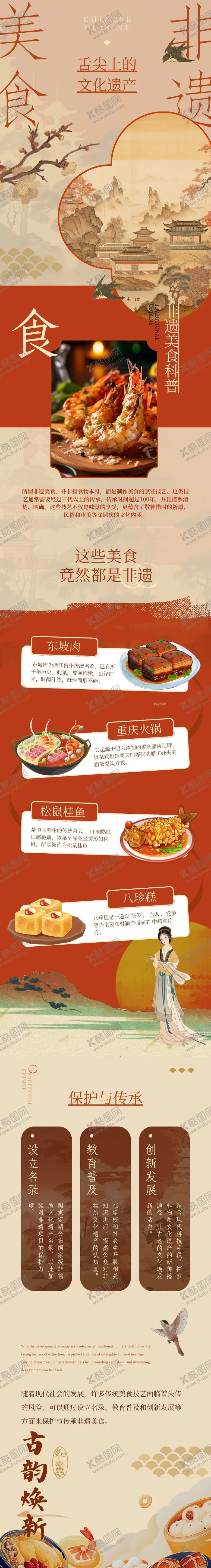 编号：97941009080809523044【酷图网】源文件下载-橘红色非遗美食介绍长图
