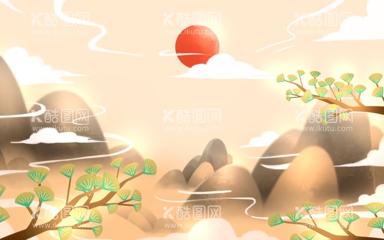 编号：20483211030943559146【酷图网】源文件下载-卡通日落风景