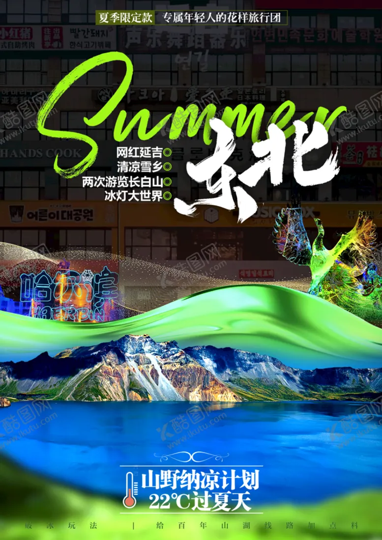 编号：30158610030944421702【酷图网】源文件下载-东北长白山夏季旅游海报