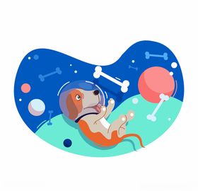 创意遨游太空的狗