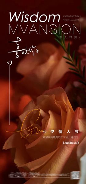 情人节海报中国传统日七夕玫瑰