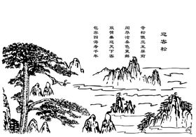 迎客松仙鹤背景画