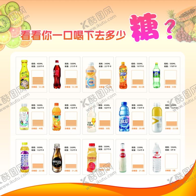 编号：68152102160512566992【酷图网】源文件下载-含糖量展板一口吃下多少糖